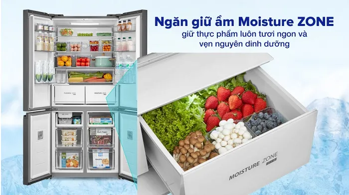 Ngăn giữ ẩm giúp thực phẩm vẫn lưu giữ 80% dinh dưỡng